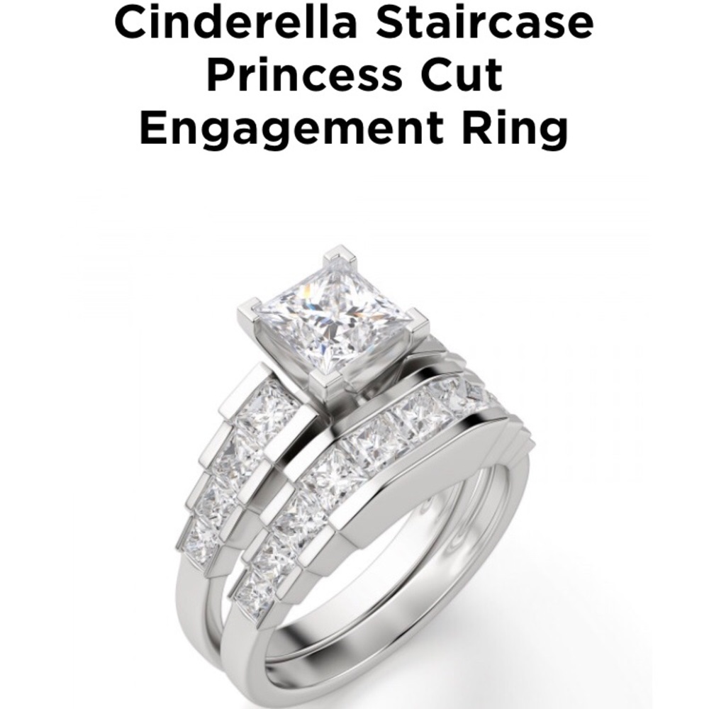 Cinderella Staircase Princess Cut Engagement Ring